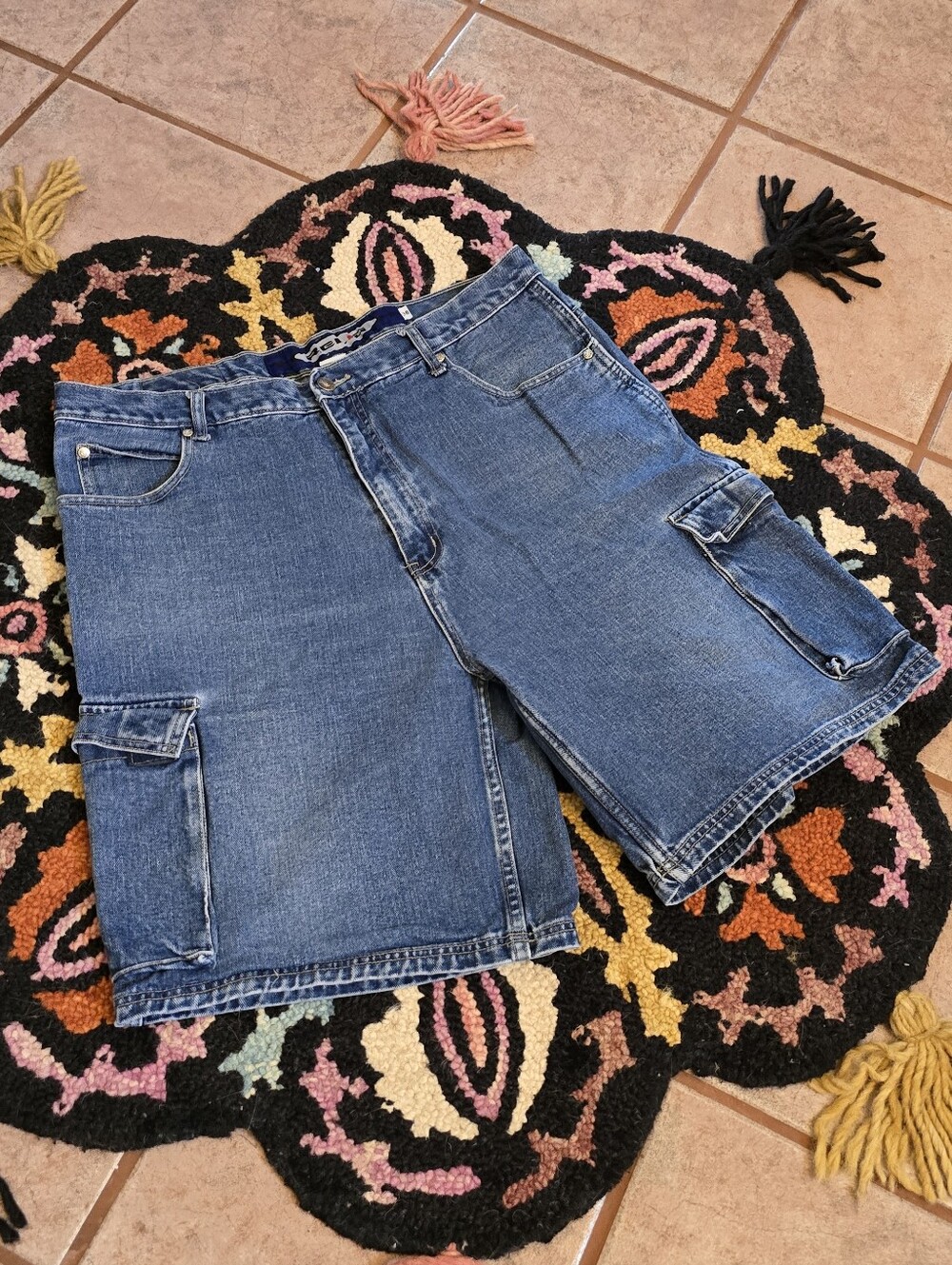 🔥🔥Y2K RELIQ Men's Blue Denim Cargo Shorts🔥🔥Size 36/38W Baggy Skater Y2k Shts